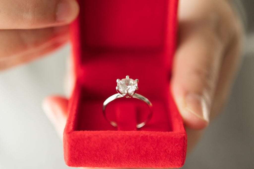 engagement ring in jewelry box