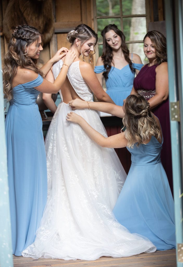 Dusty-blue-Brides-maid-dresses-at-tall-timber-barn-poconos