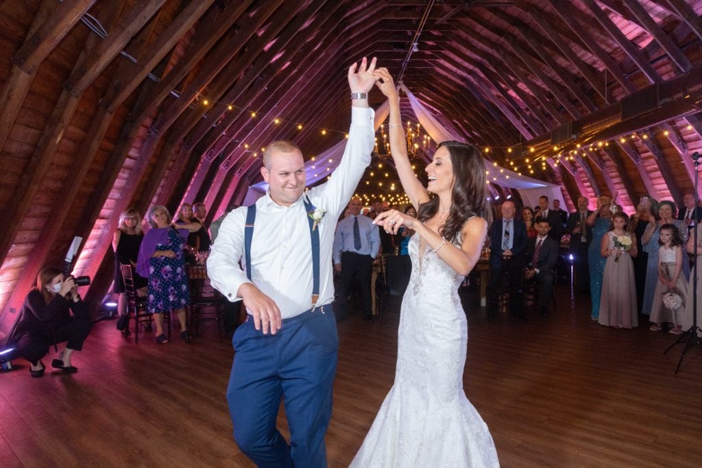 Wedding Venue -Barn style - Perona Farms - Couple dancing in the barn at Perona Famrs