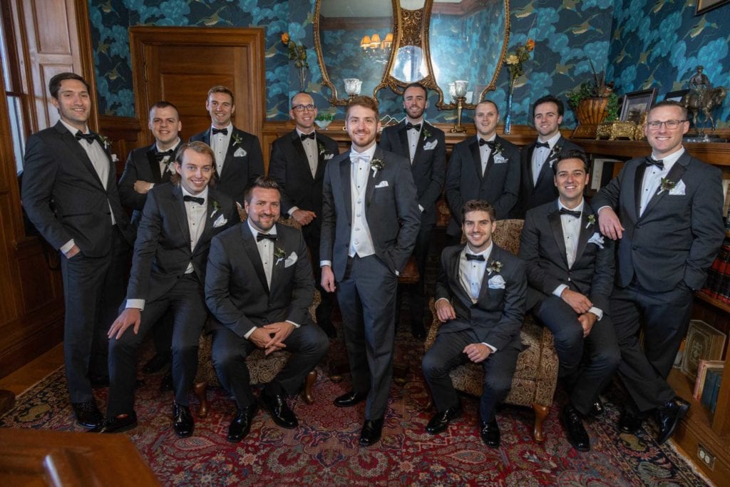 Groomsmen in the. bar at The Inn at Erlowest - Lake George Wedding venue - Mansion Style