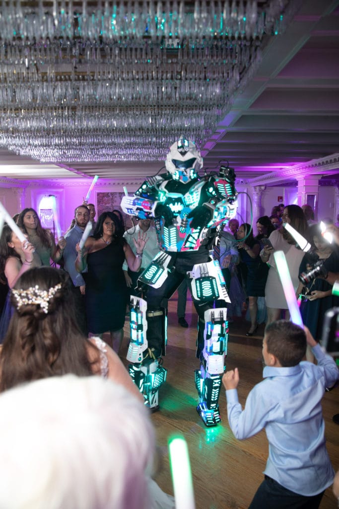 Dancing Robot at Wedding reception at the Tides. Estate Wedding Venue.